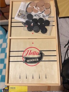 NIB: Amazon Wooden Shuffleboard Game Set in Natural Wood